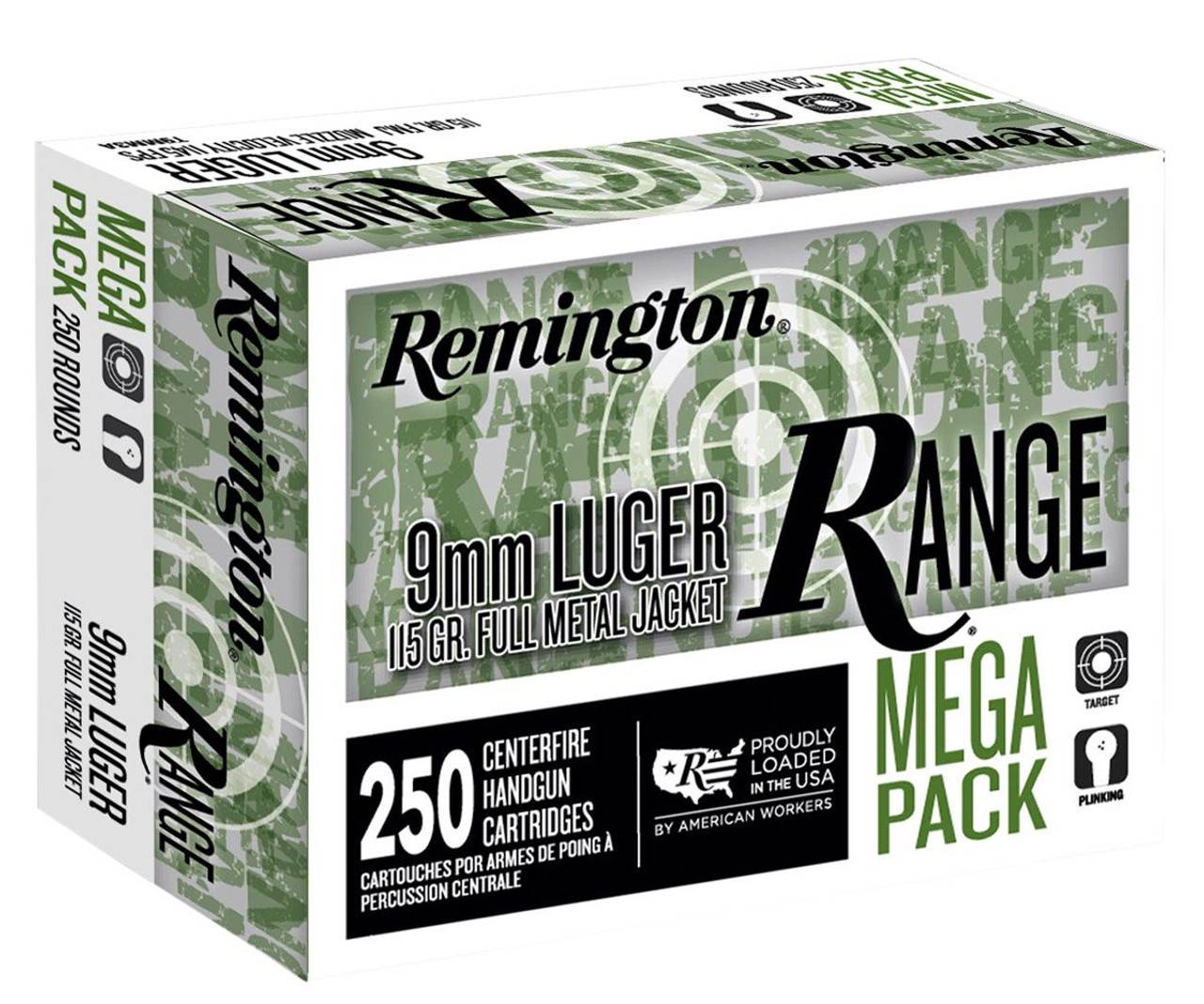 ington Ammunition R23965 Range Mega Pack 9mmLuger 115gr Full Metal Jacket 250 Per Box/4 Case Ammo